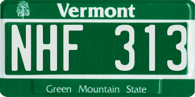 VT license plate NHF313