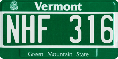 VT license plate NHF316
