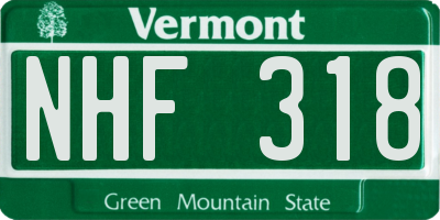VT license plate NHF318