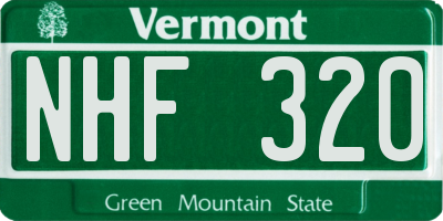 VT license plate NHF320