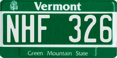 VT license plate NHF326