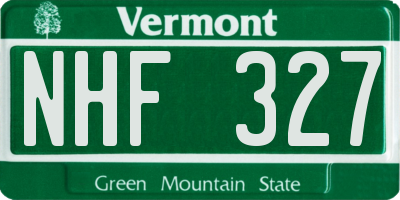 VT license plate NHF327