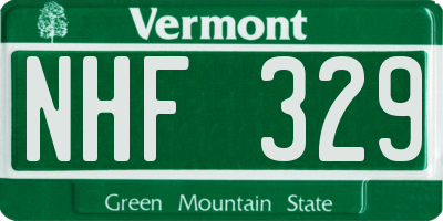 VT license plate NHF329