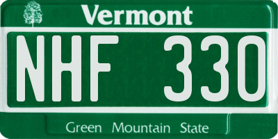 VT license plate NHF330