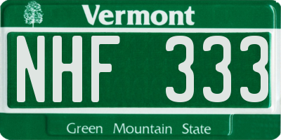 VT license plate NHF333