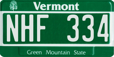 VT license plate NHF334