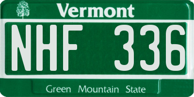 VT license plate NHF336