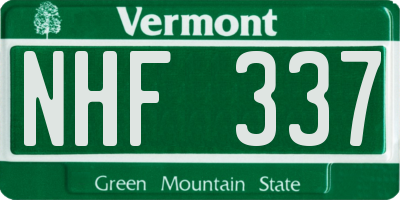 VT license plate NHF337