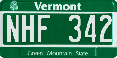 VT license plate NHF342