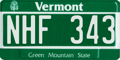 VT license plate NHF343