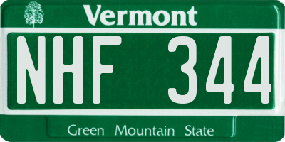 VT license plate NHF344