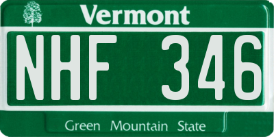 VT license plate NHF346