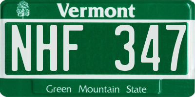 VT license plate NHF347