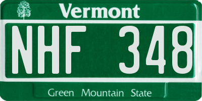 VT license plate NHF348