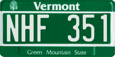 VT license plate NHF351