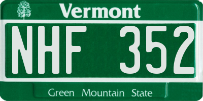 VT license plate NHF352