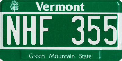 VT license plate NHF355