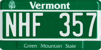 VT license plate NHF357