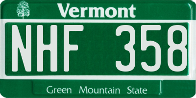 VT license plate NHF358