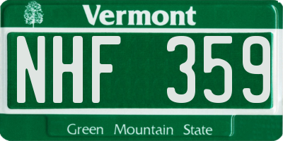 VT license plate NHF359