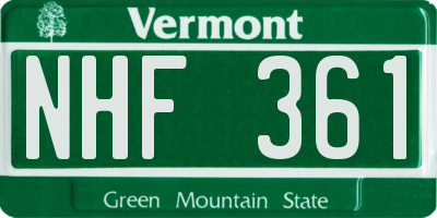 VT license plate NHF361