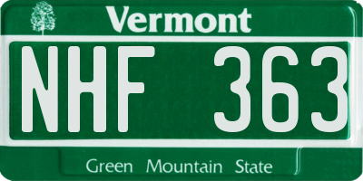 VT license plate NHF363