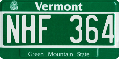 VT license plate NHF364
