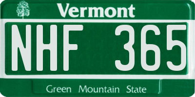 VT license plate NHF365