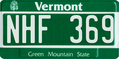VT license plate NHF369