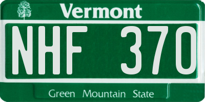 VT license plate NHF370
