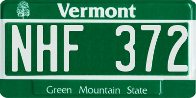 VT license plate NHF372