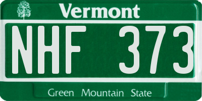 VT license plate NHF373