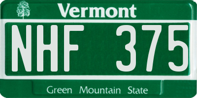 VT license plate NHF375