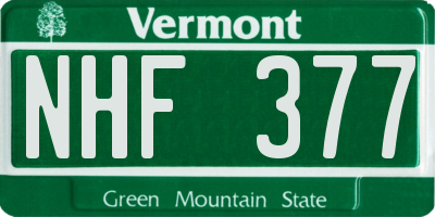 VT license plate NHF377