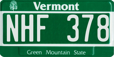 VT license plate NHF378