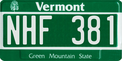 VT license plate NHF381