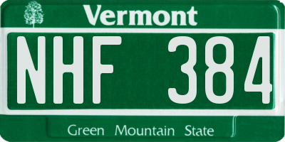 VT license plate NHF384