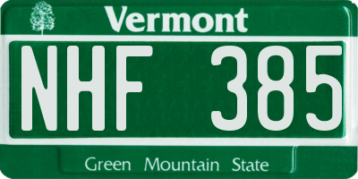 VT license plate NHF385