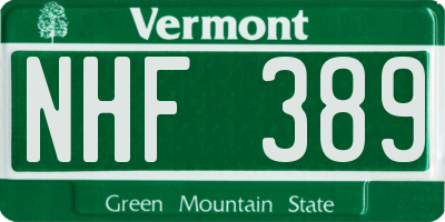 VT license plate NHF389