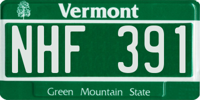 VT license plate NHF391