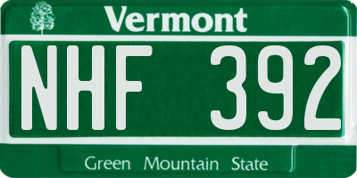 VT license plate NHF392