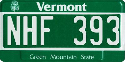 VT license plate NHF393