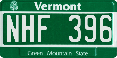 VT license plate NHF396