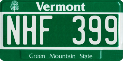 VT license plate NHF399