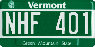VT license plate NHF401
