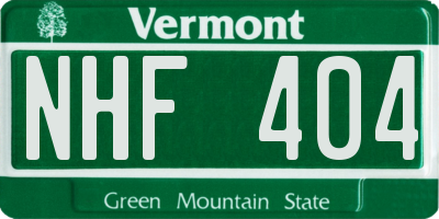VT license plate NHF404