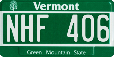 VT license plate NHF406