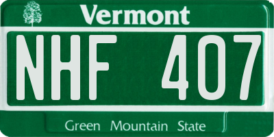 VT license plate NHF407