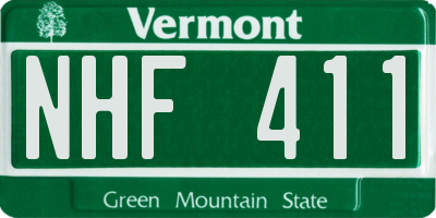 VT license plate NHF411