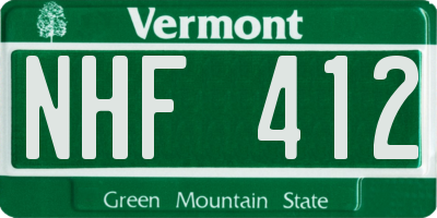 VT license plate NHF412